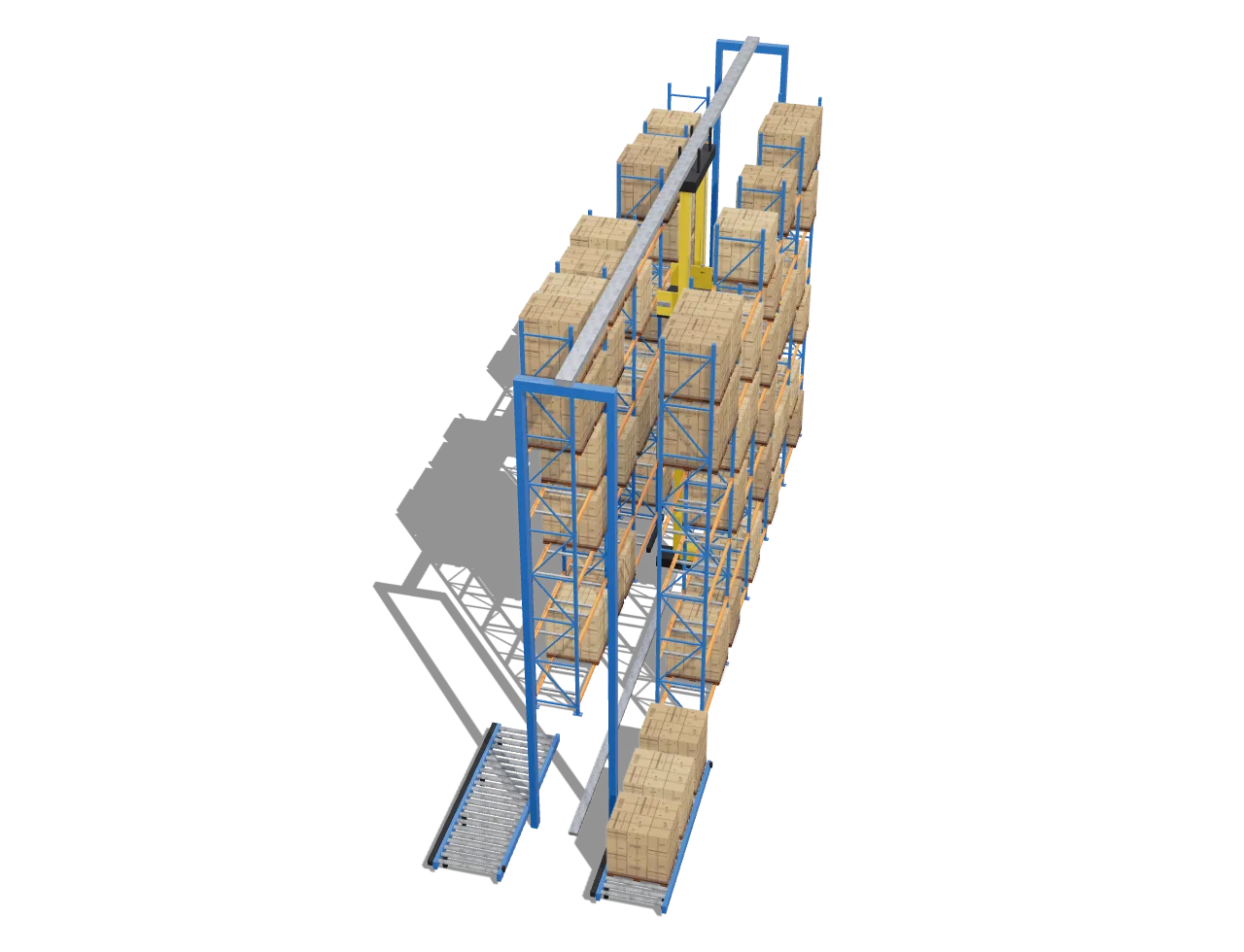 Tall pallet racking aisle