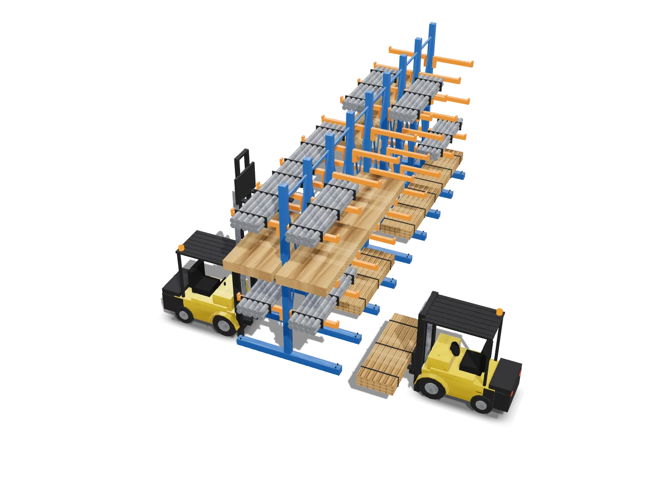 Cantilever rack loaded with pipe stock