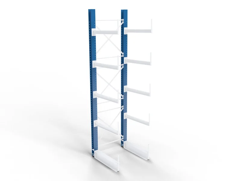 Cantilever Racking: Columns. Structural steel, punched so arms set at any level.