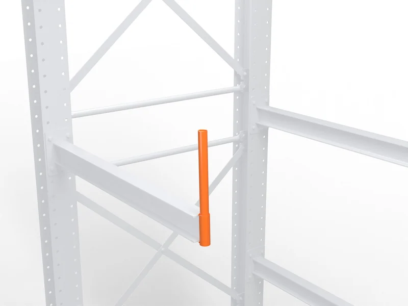 Cantilever Racking: End stops. A removable pin on the arm tip stops pipe rolling off.