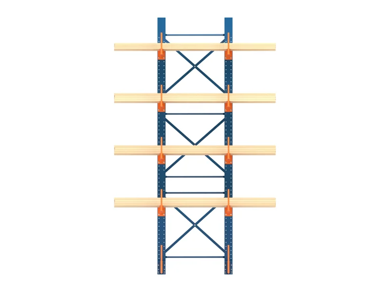 Cantilever Rack Bracing: X (diagonal) braces. Placed per the brace drawing.