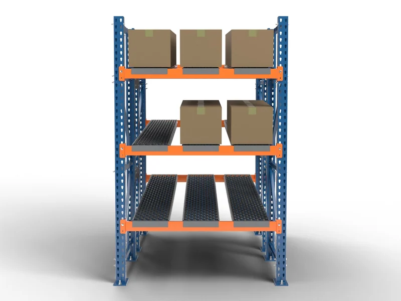 Carton Flow Racking: Front view. The pick face.