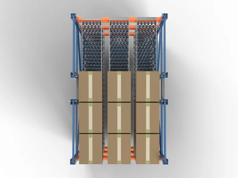 Carton Flow Racking: Top view. Lanes from above.