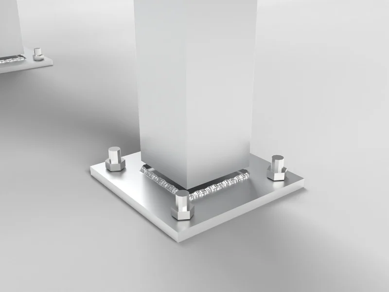 Catwalk Systems: Column base. Welded base plate, anchored.
