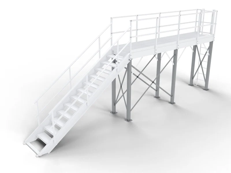 Catwalk Systems: Columns and bracing. Columns with knee and X bracing.