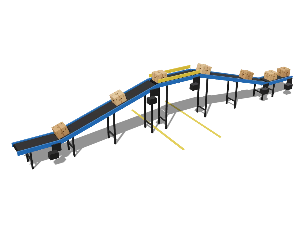 Belt conveyor with a scanner arch over it