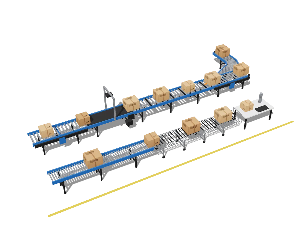 Gravity roller conveyor installed by Handy Equip