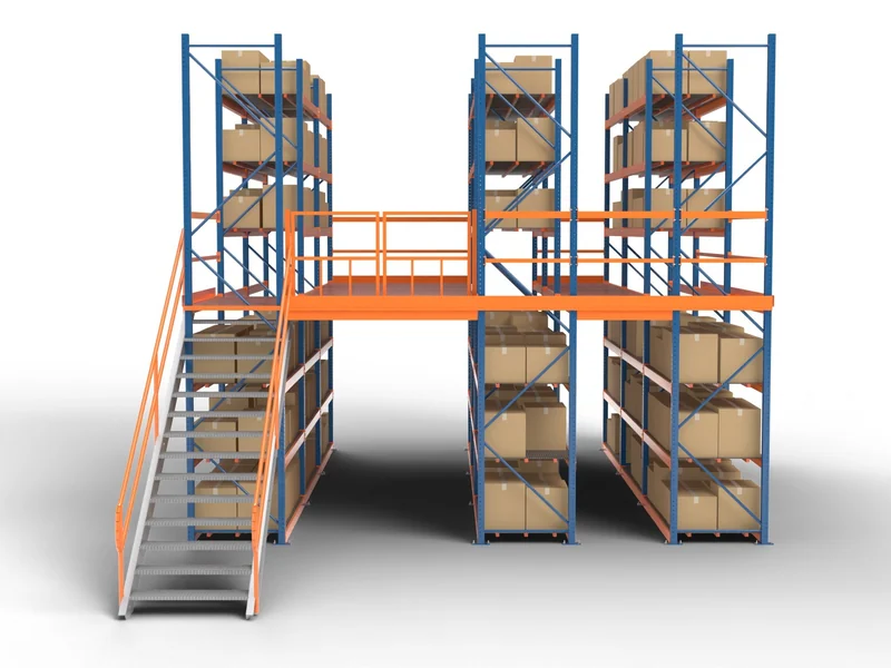 Catwalk Systems: Front view. Rack rows and walkway.