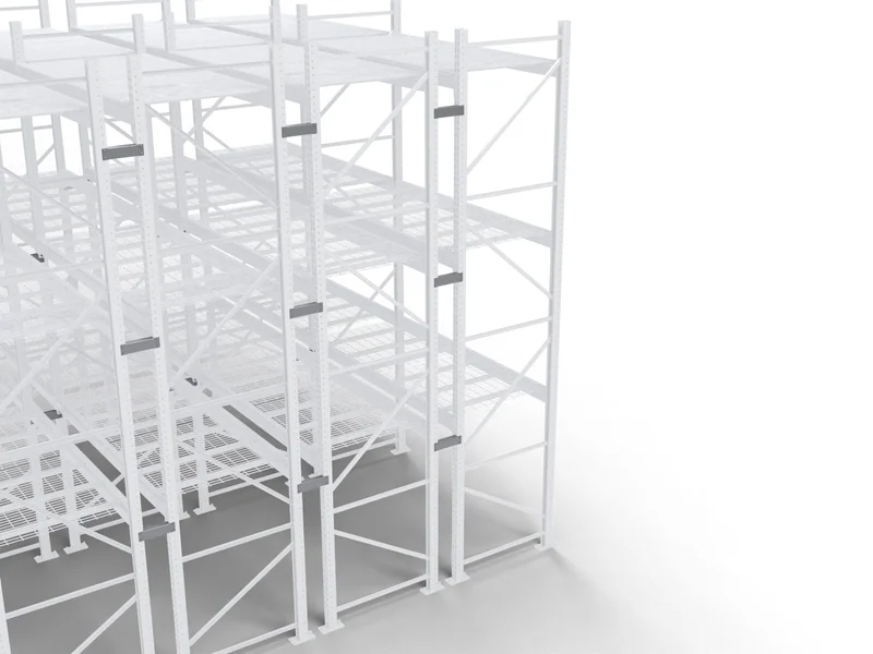 Double-Deep Racking: Row spacers. Tie the two rows into one unit.