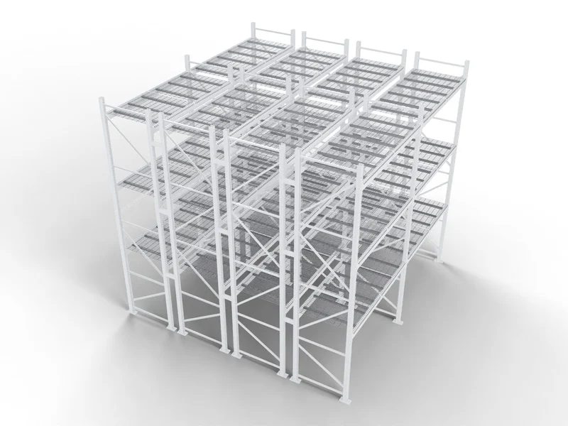 Double-Deep Racking: Wire decks. A support surface for cases and odd loads.