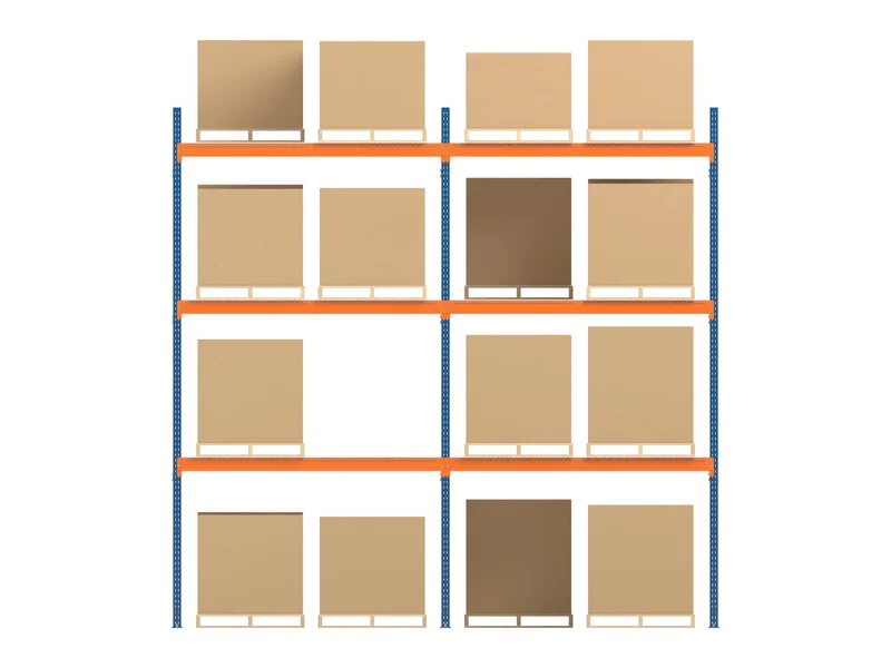 Double-Deep Racking: Front view. The aisle face.