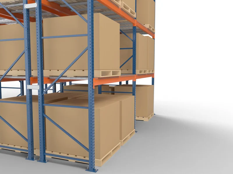 Double-Deep Racking: Two pallets deep. One lane from the aisle.