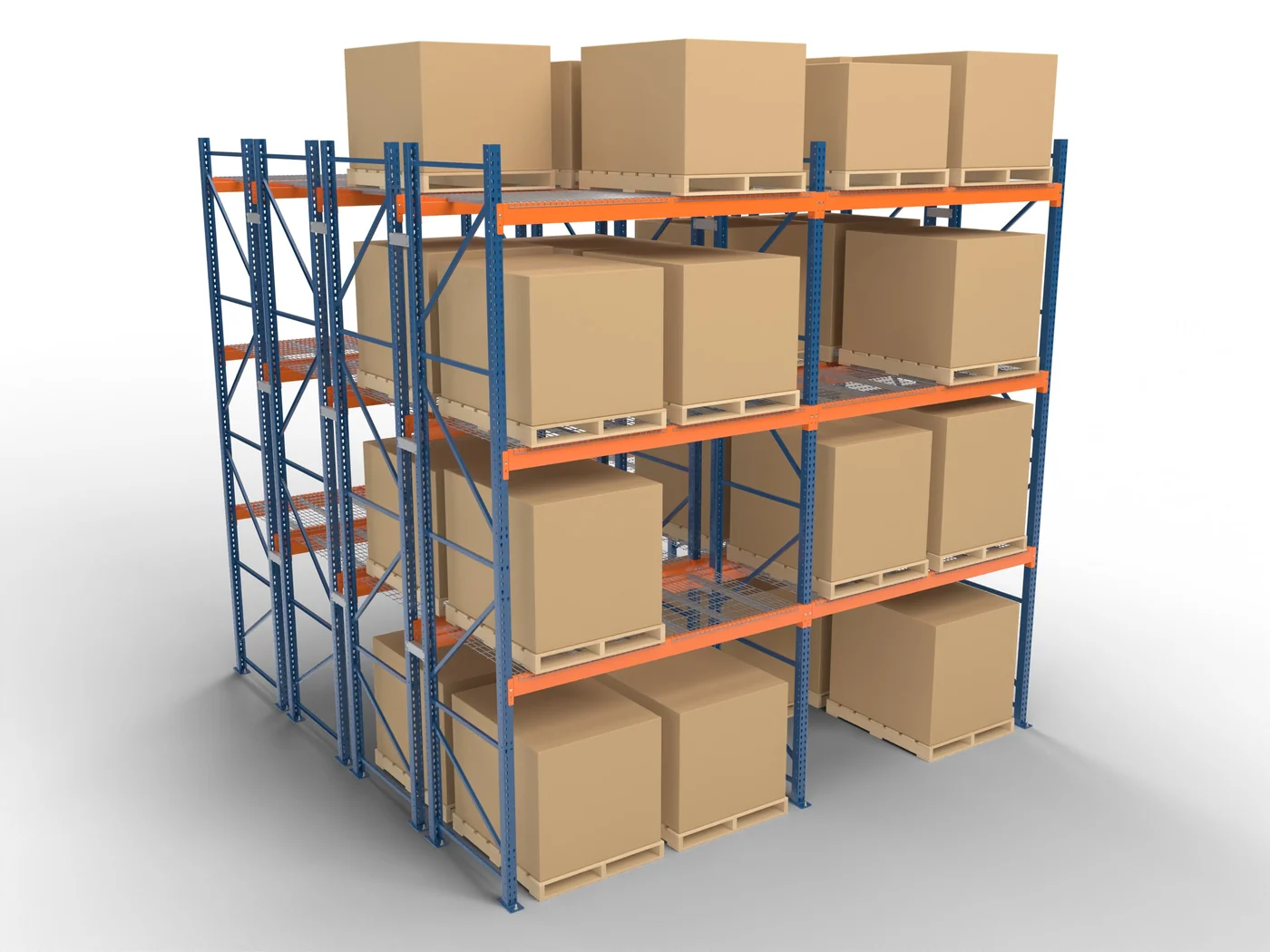 Double-deep pallet rack.