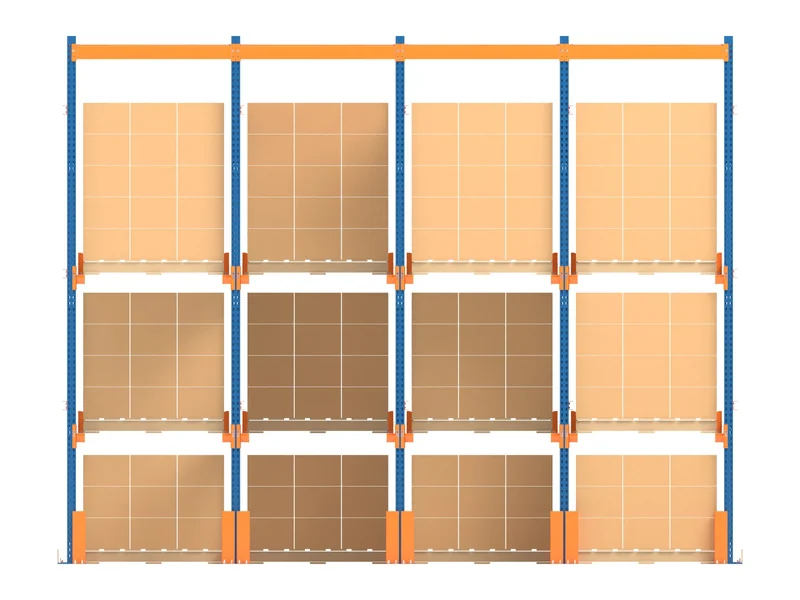 Drive-In Racking: Front view. Lane openings and load levels.