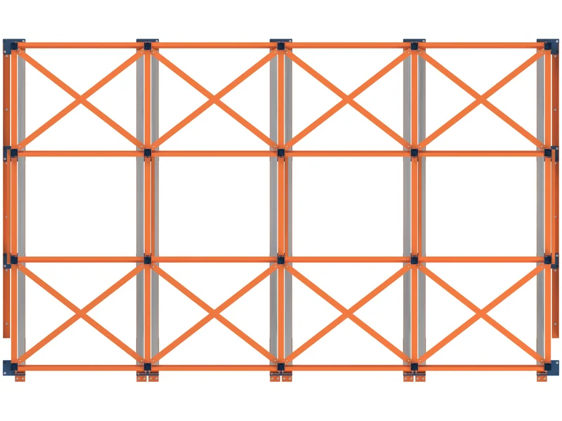 Drive-In Racking: Top view. Lanes, frames and top ties.