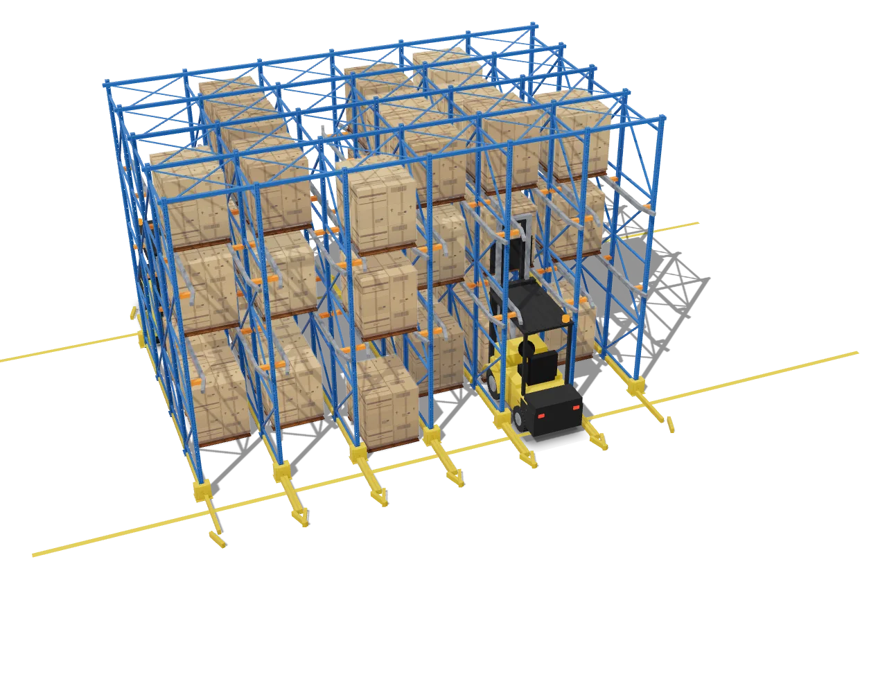Drive-in racking lanes during installation