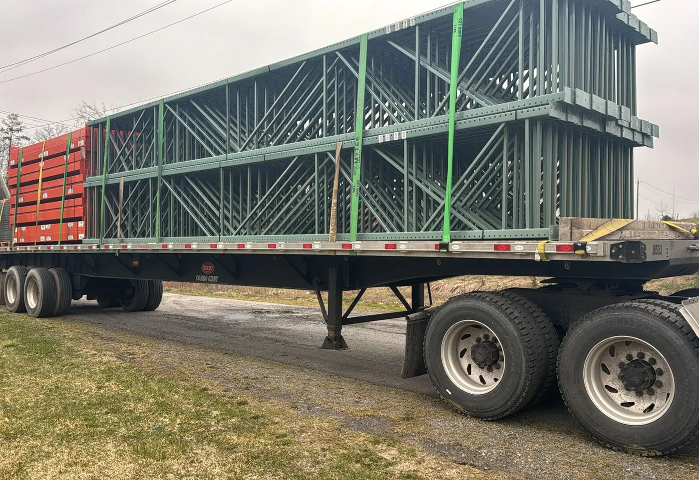 Used racking loaded on a Handy Equip truck