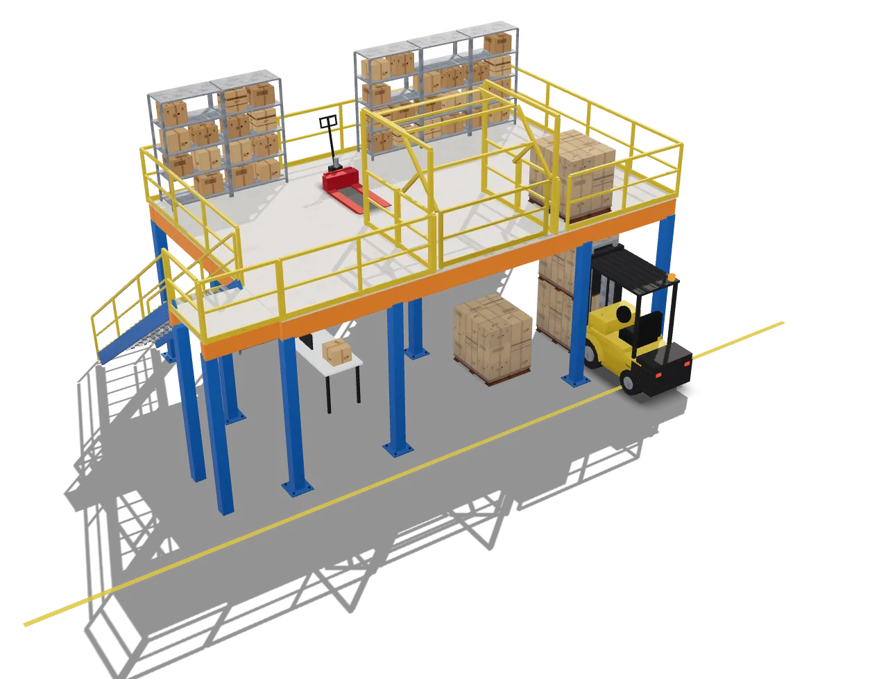 Mezzanine and pallet racking installed in a warehouse