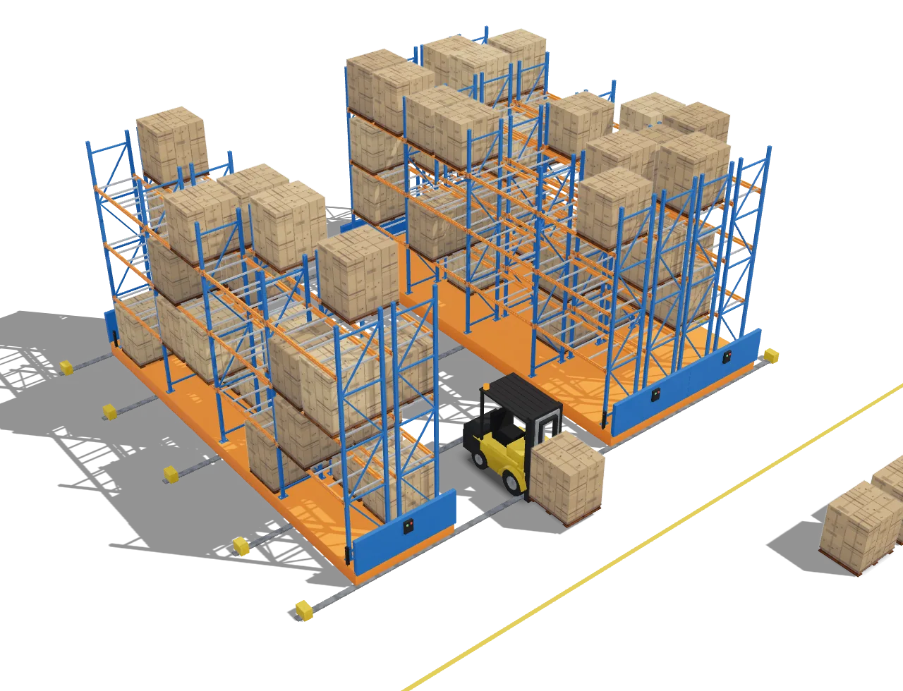 Rows of selective pallet racking