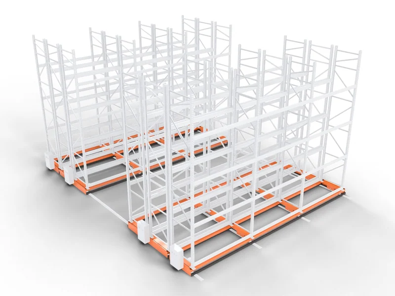 Mobile bases. Carry each row along the rails.