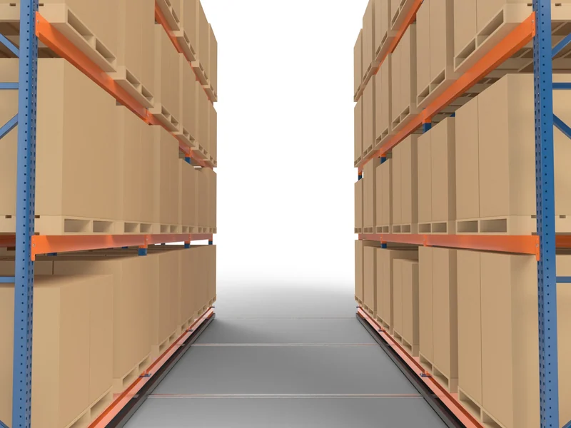 Mobile Racking: Aisle open. The open aisle.