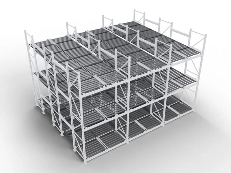 Pallet Flow Racking: Roller lanes. Full-width rollers, sized to your pallet.