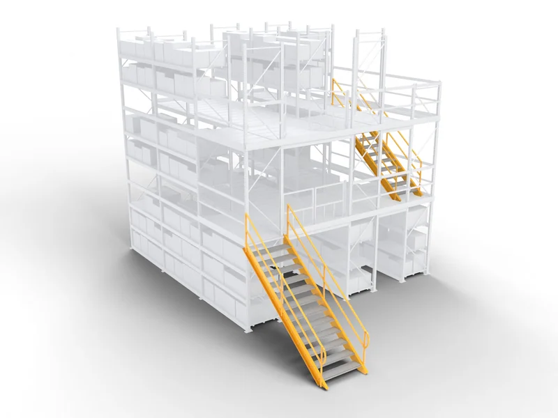 Pick Modules: Stairs. Steel stairs to each level.