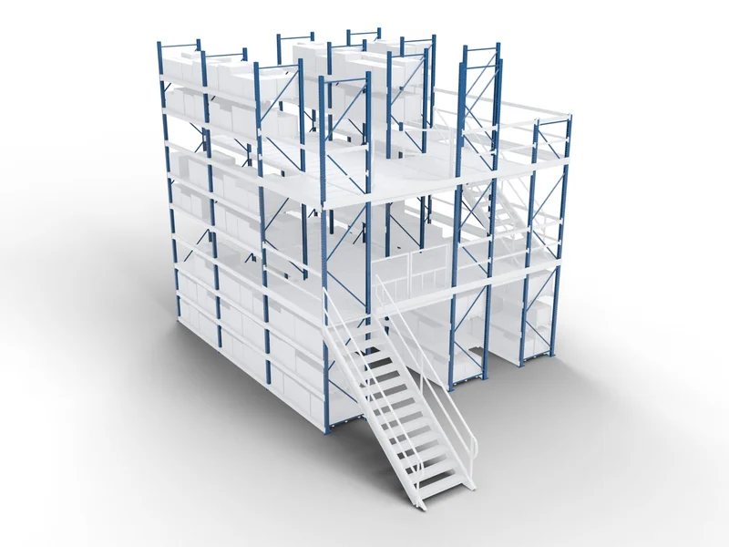 Pick Modules: Upright frames. Full-height frames carry every level.