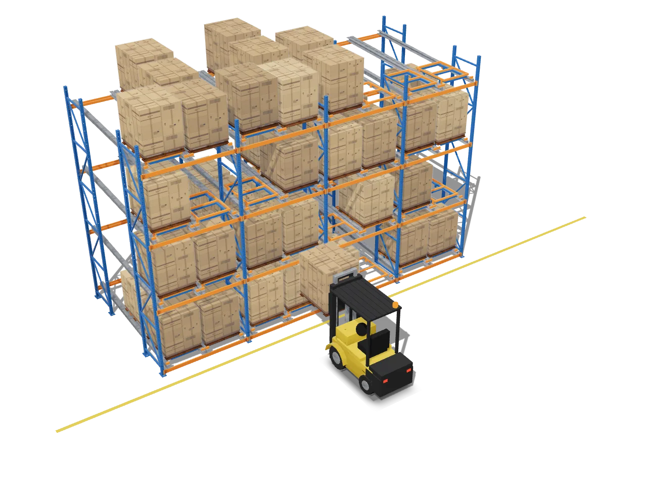 Push-back pallet racking system
