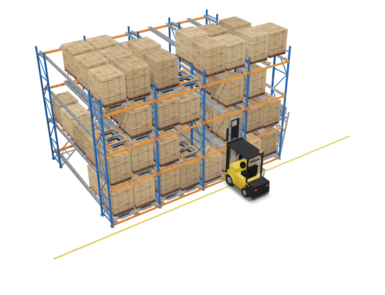 A 5-deep push-back racking system
