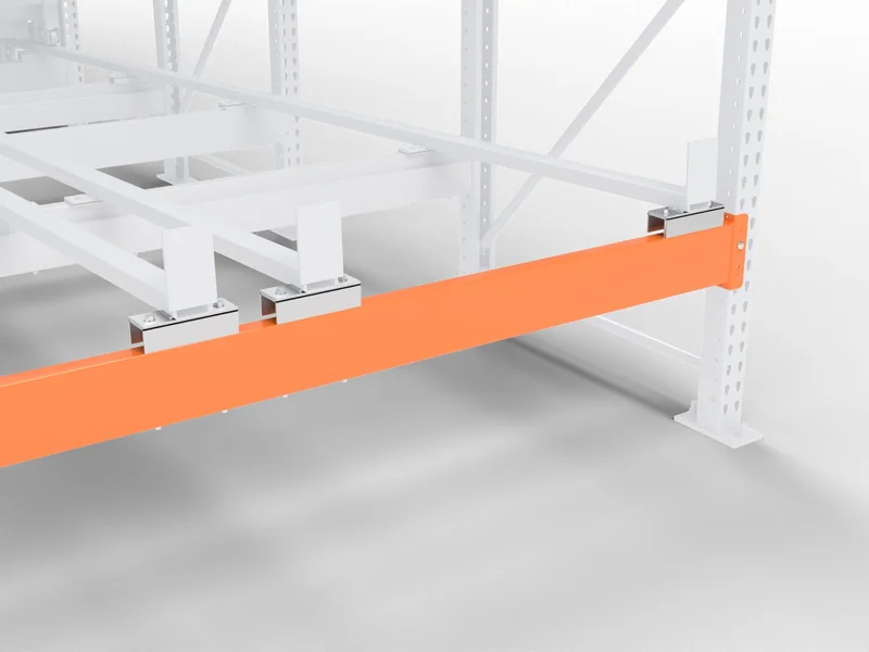 Push-Back Racking: Rear stops and bumpers. End the cart travel and cushion the carts.