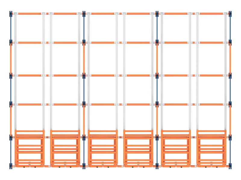 Push-Back Racking: Top view. Lane depth, rails, carts and frames.