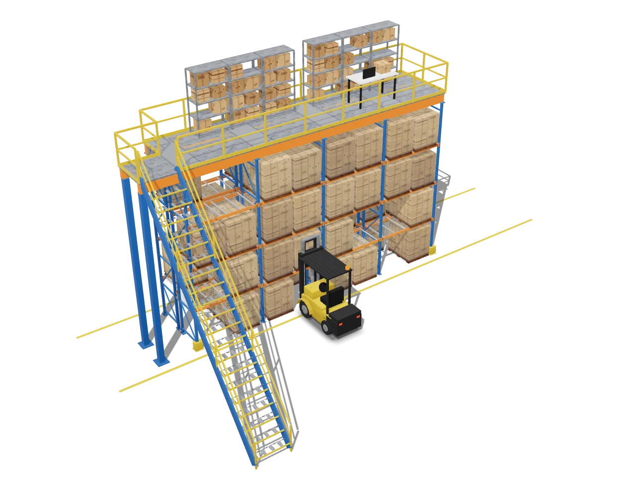 Mezzanine and pallet racking installed in a warehouse