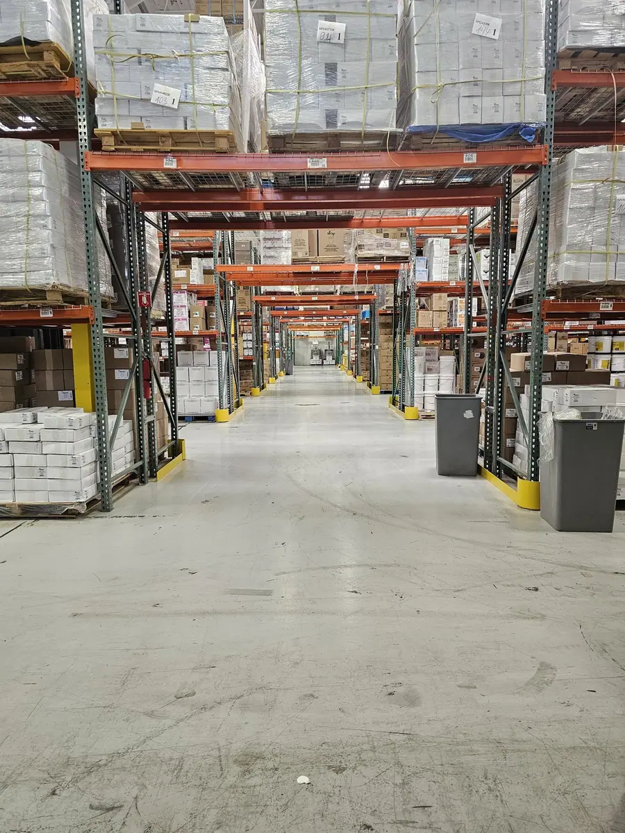 Completed pallet racking aisles