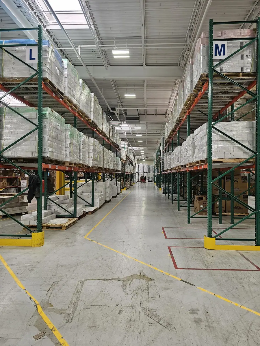 Completed pallet racking aisles