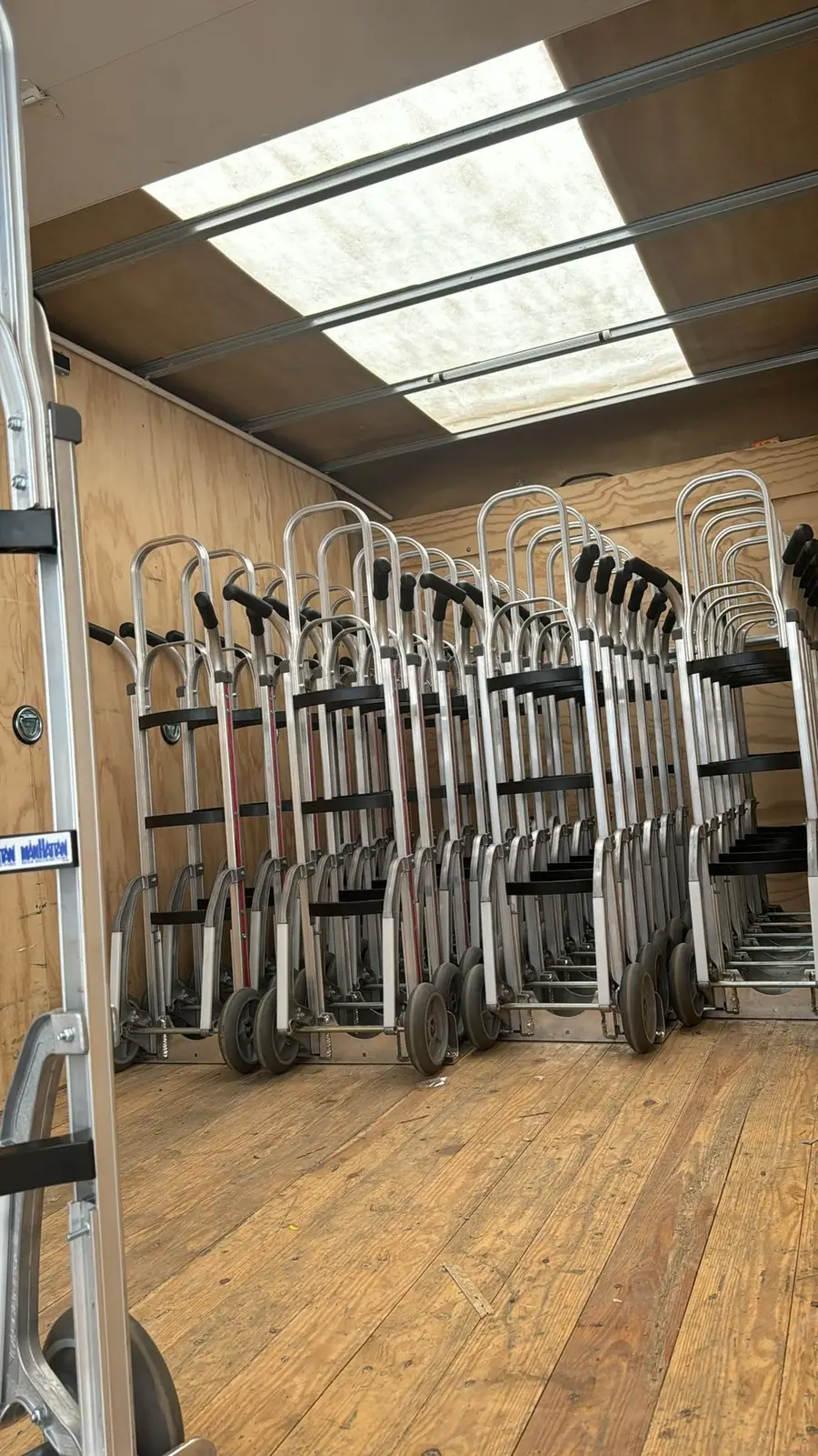 Material handling carts staging