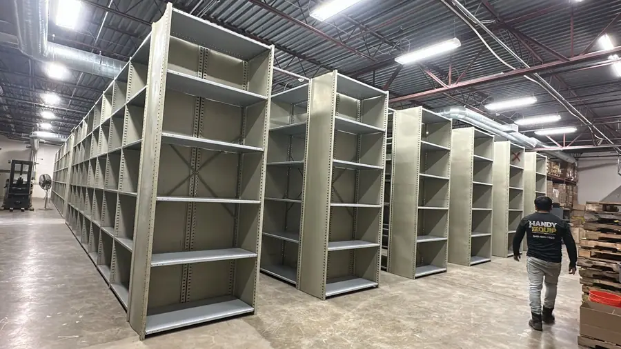 Steel shelving rows