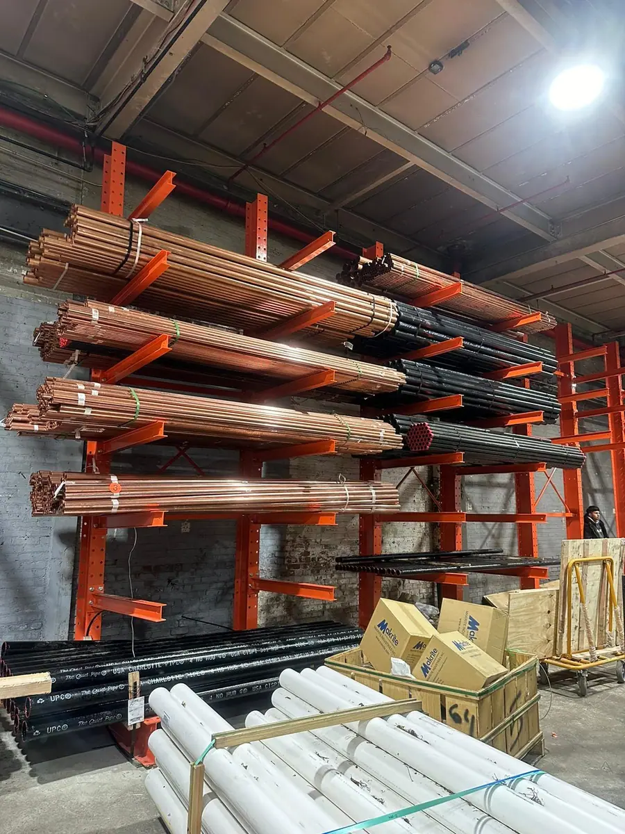 Cantilever rack with pipe stock