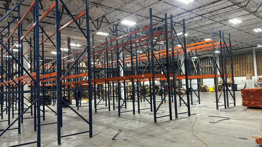 Completed pallet racking aisles