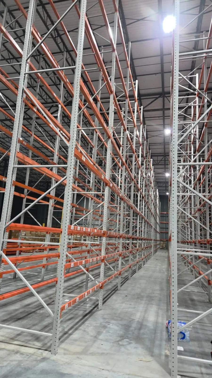 Completed pallet racking aisles