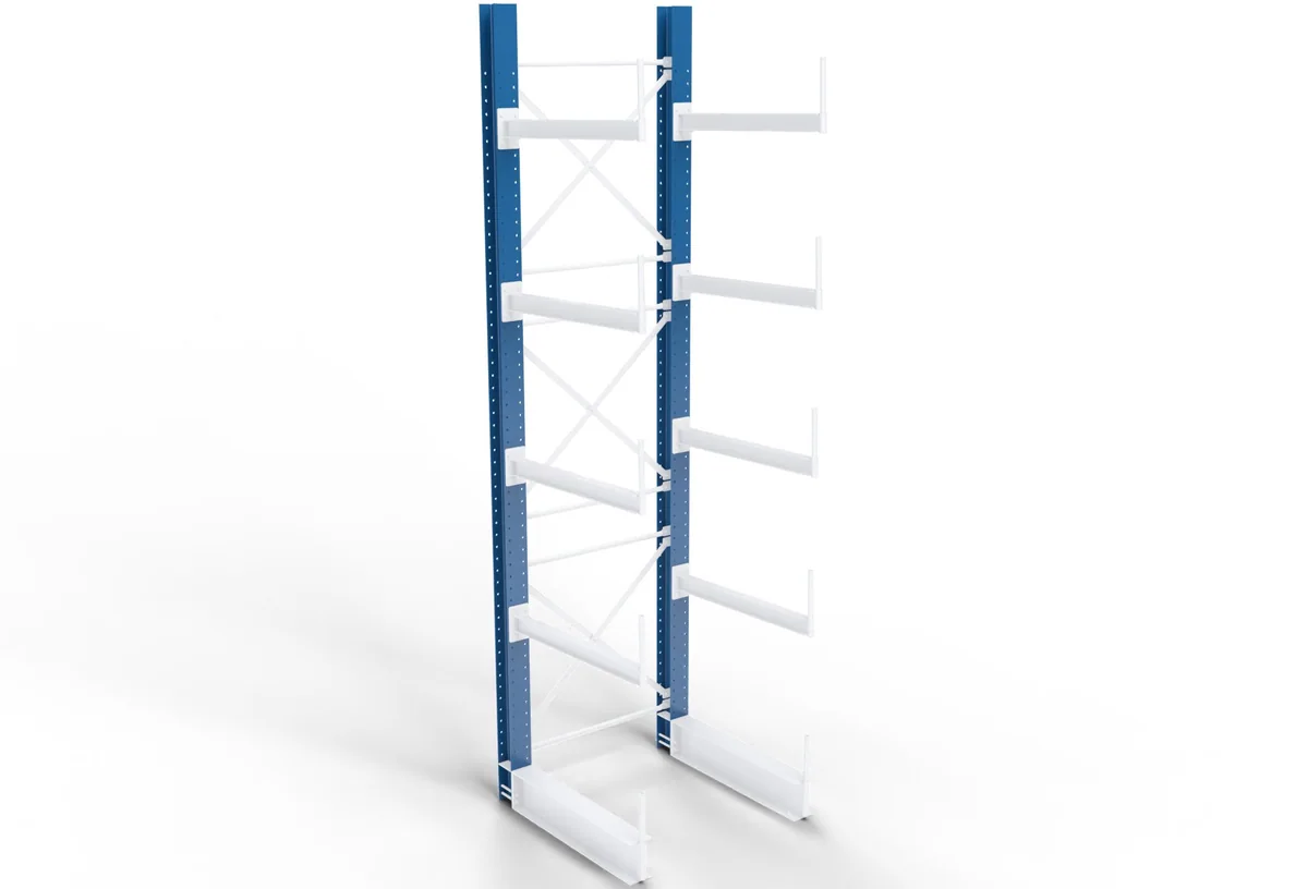 A cantilever rack column with arms on both sides
