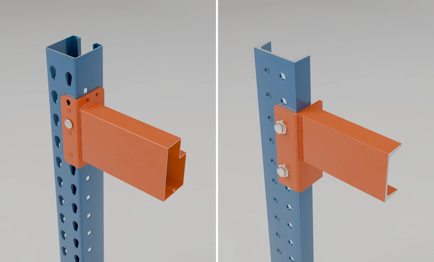 Roll-formed  and structural , cut open at the connection.