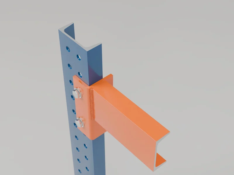 Roll-Formed vs Structural Pallet Racking: Structural column and beam. Hot-rolled C column, bolted C-channel beam. Hard to damage.