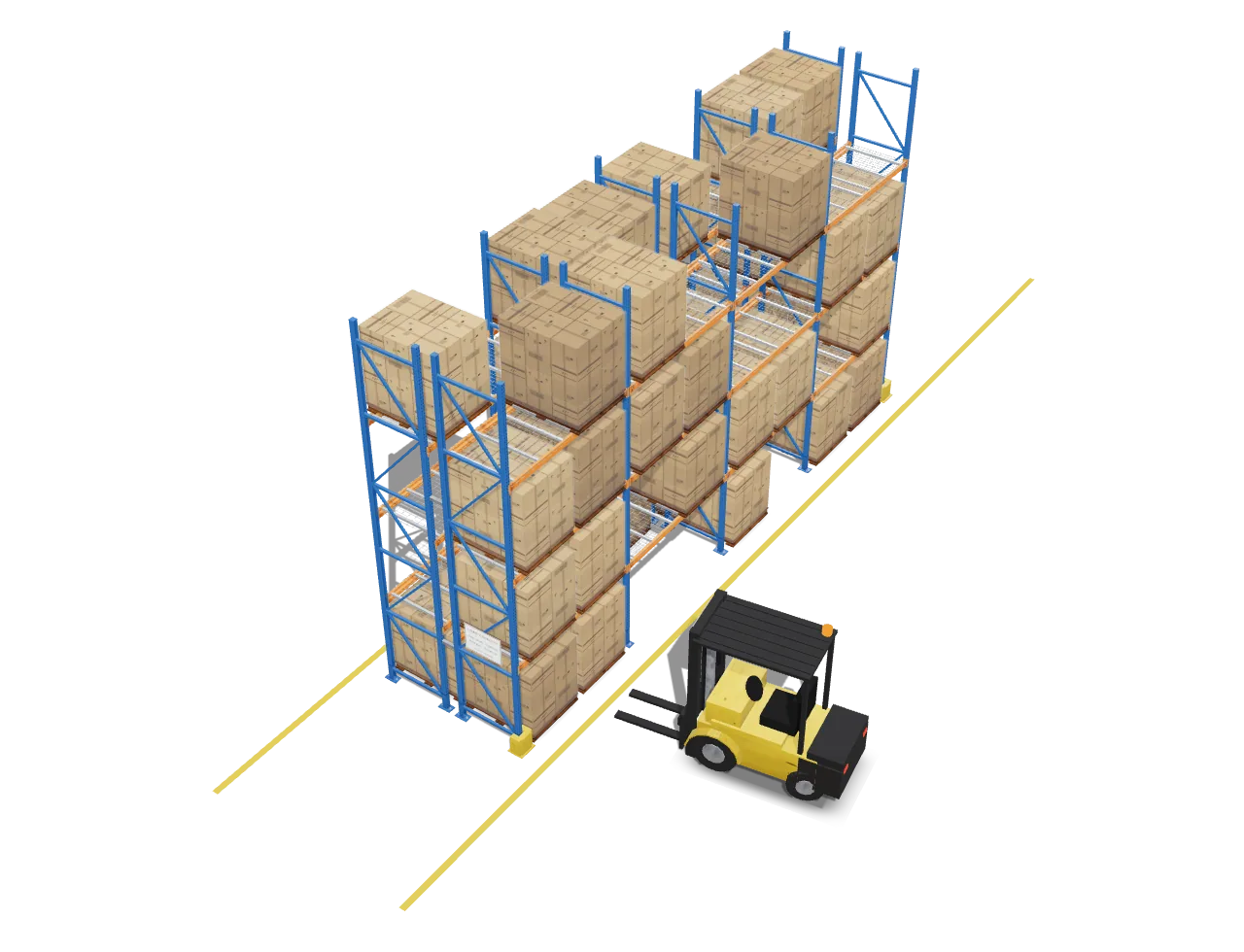 Rows of selective pallet racking installed by Handy Equip