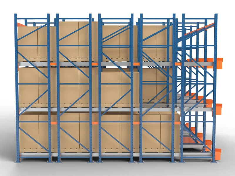 Shuttle Racking: Side view. A deep lane.