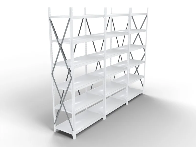 Steel Shelving: Sway braces. X braces on the back and ends.