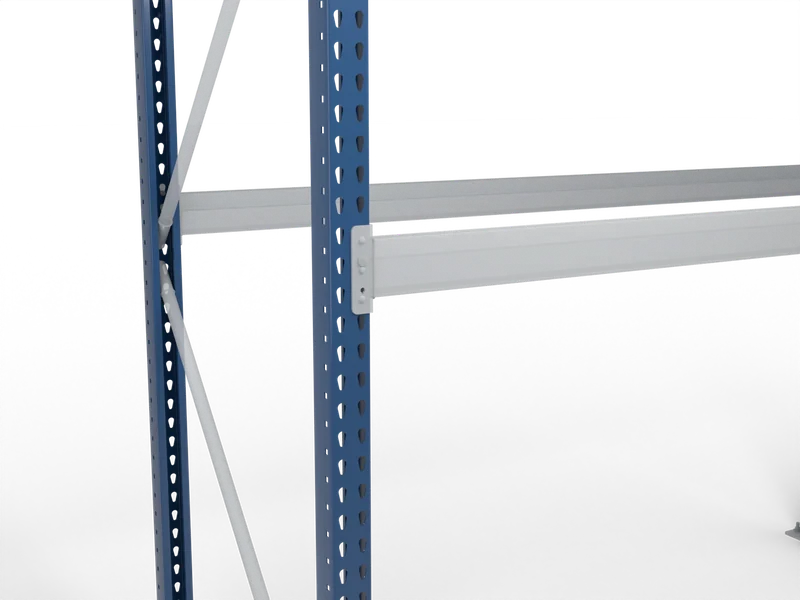 Pallet Rack Uprights: The column. Roll-formed steel, slots on 2" centres. Size and gauge vary by maker.