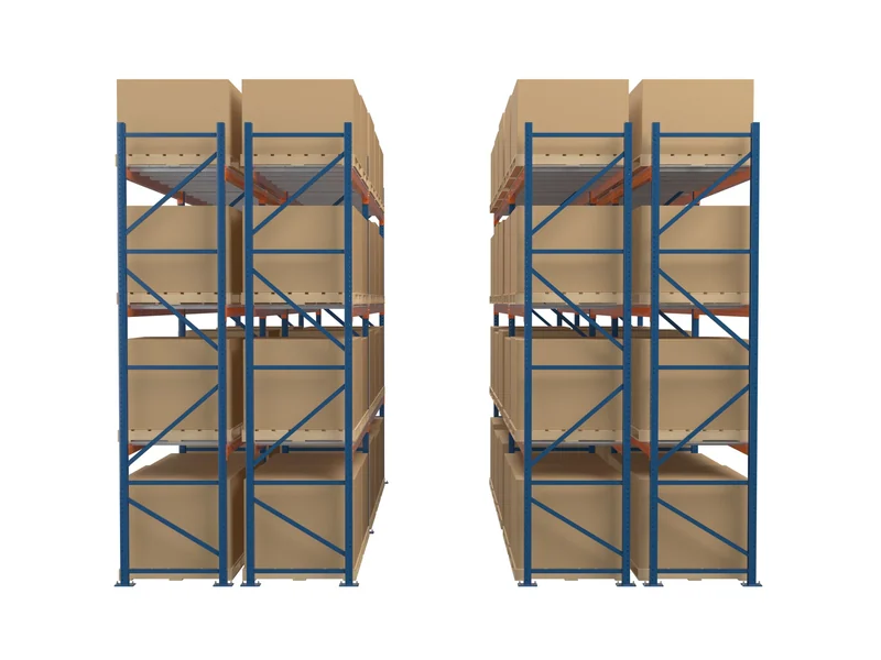 VNA Racking: Down the aisle. Between two loaded runs.