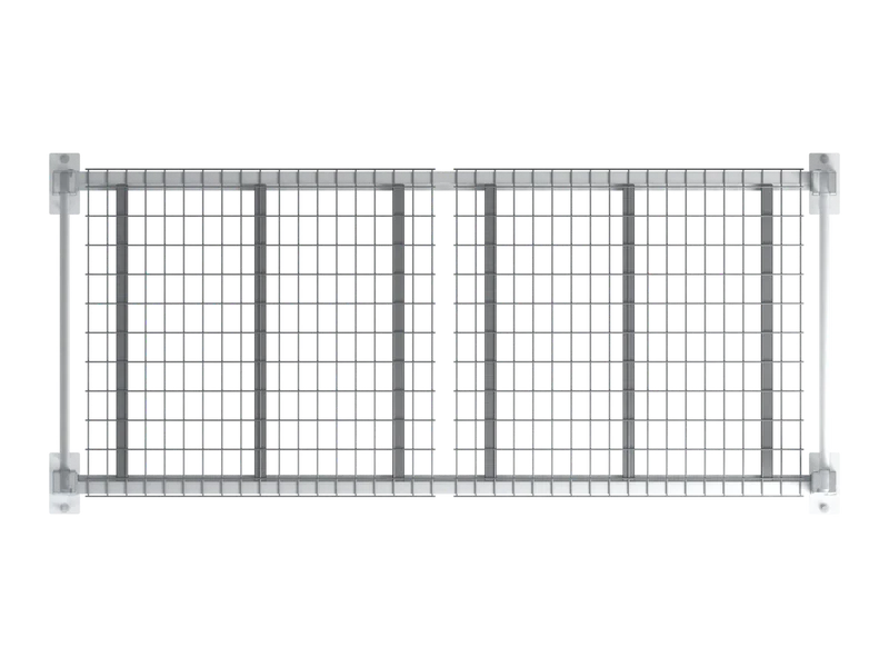 Wire Decking for Pallet Rack: The mesh. 2 1/2" x 4" openings, 6 gauge (0.192") wire.